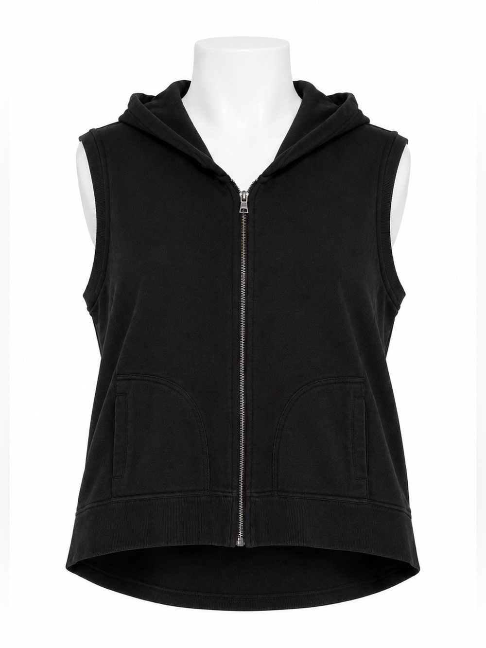 Size 2X Melissa McCarthy Seven7 Women’s Black Sleeveless Hooded Zip Vest